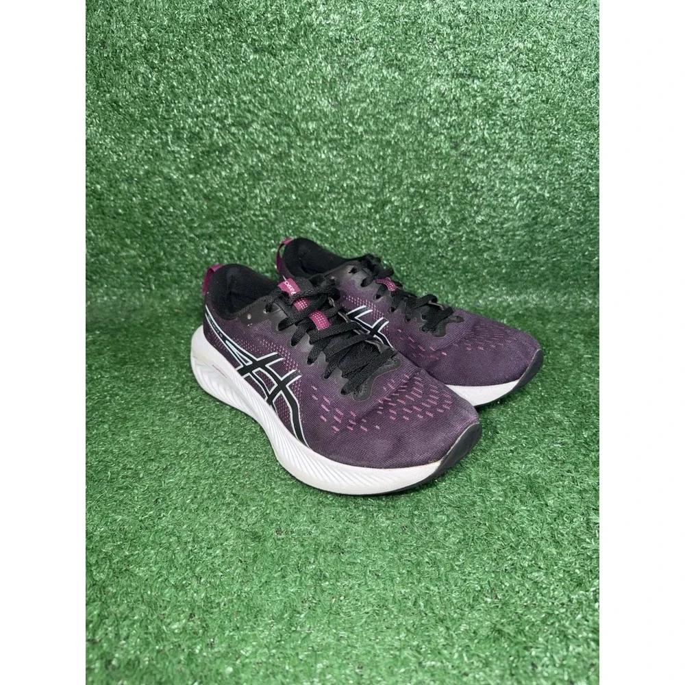 ASICS Women Size 7 Gel Excite 10 Black Purple Running Shoes Gym Sneaker 1012B418
